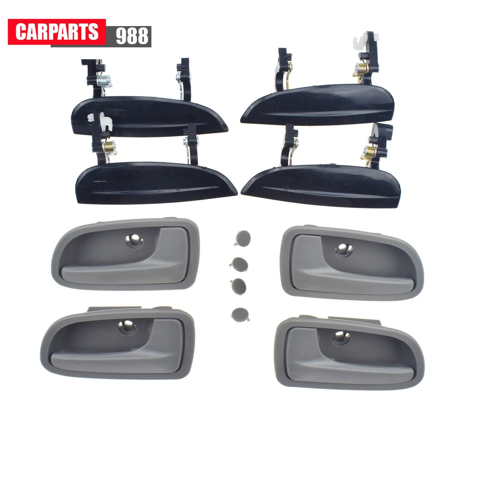 Set of 8 Outside Black & Inside Gray Door Handle For 2003 2004-2005 Kia Rio 1.6L 6B93BC-57