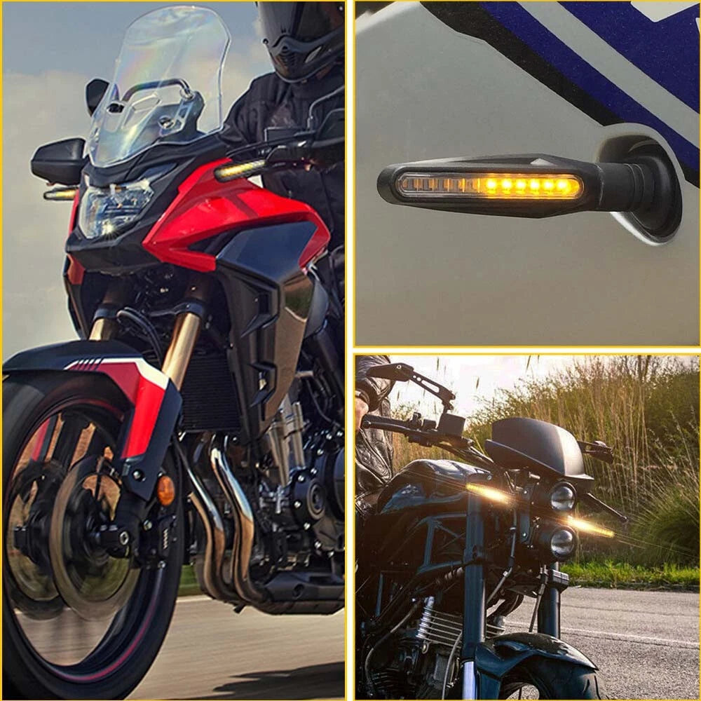 Black Universal Motorcycle 12 LED Turn Signal Blinker Indicator Amber Light 6B93BC-57