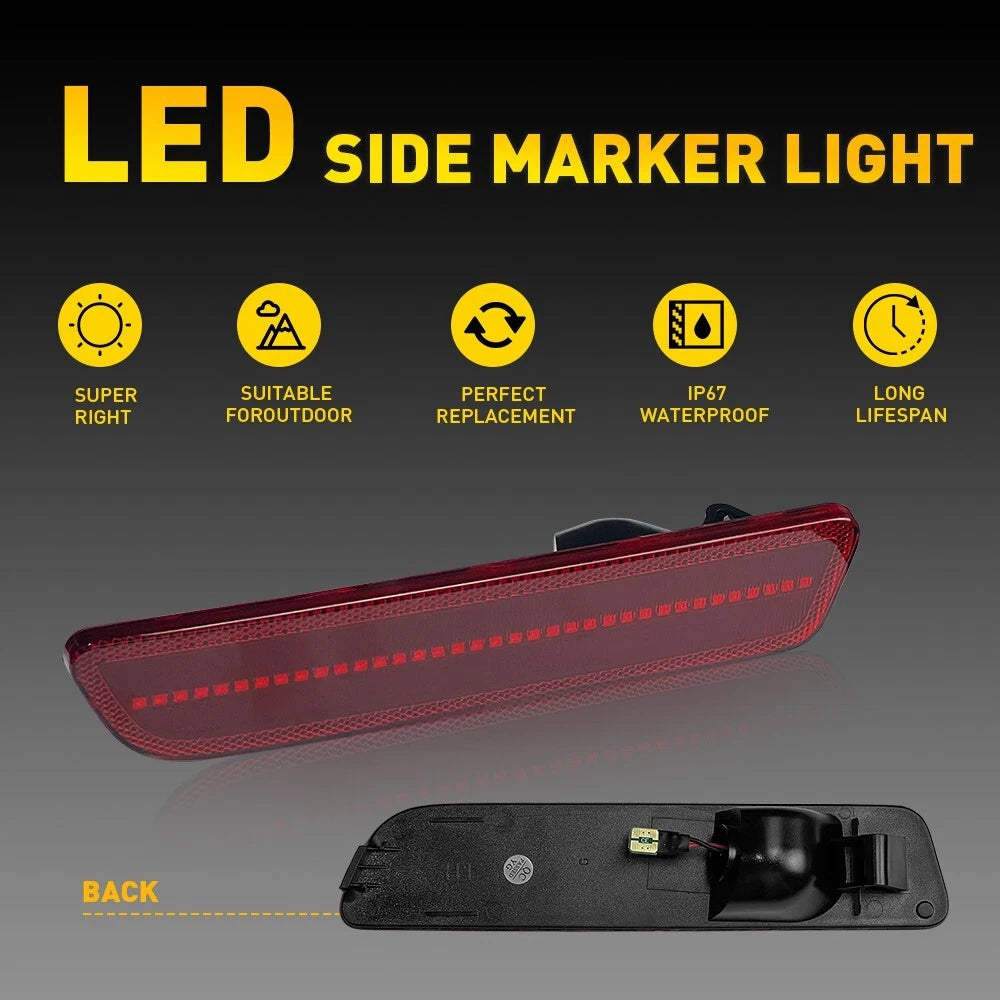 2x Red Lens LED Rear Bumper Side Marker Lights Lamps For 2005-2009 Ford Mustang 6B93BC-57