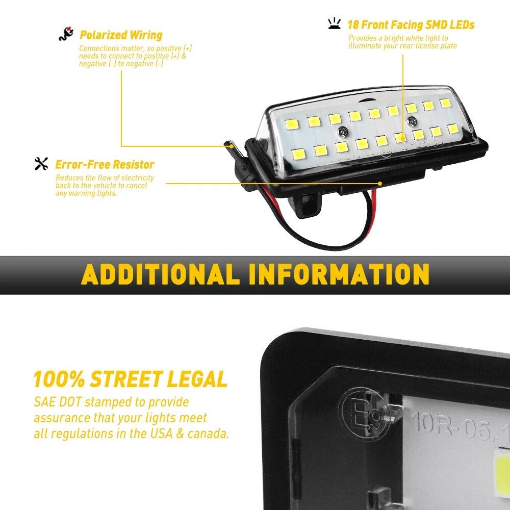 Full LED License Plate Lamp Light Assembly for Nissan Maxima Altima Murano Rogue 6B93BC-57