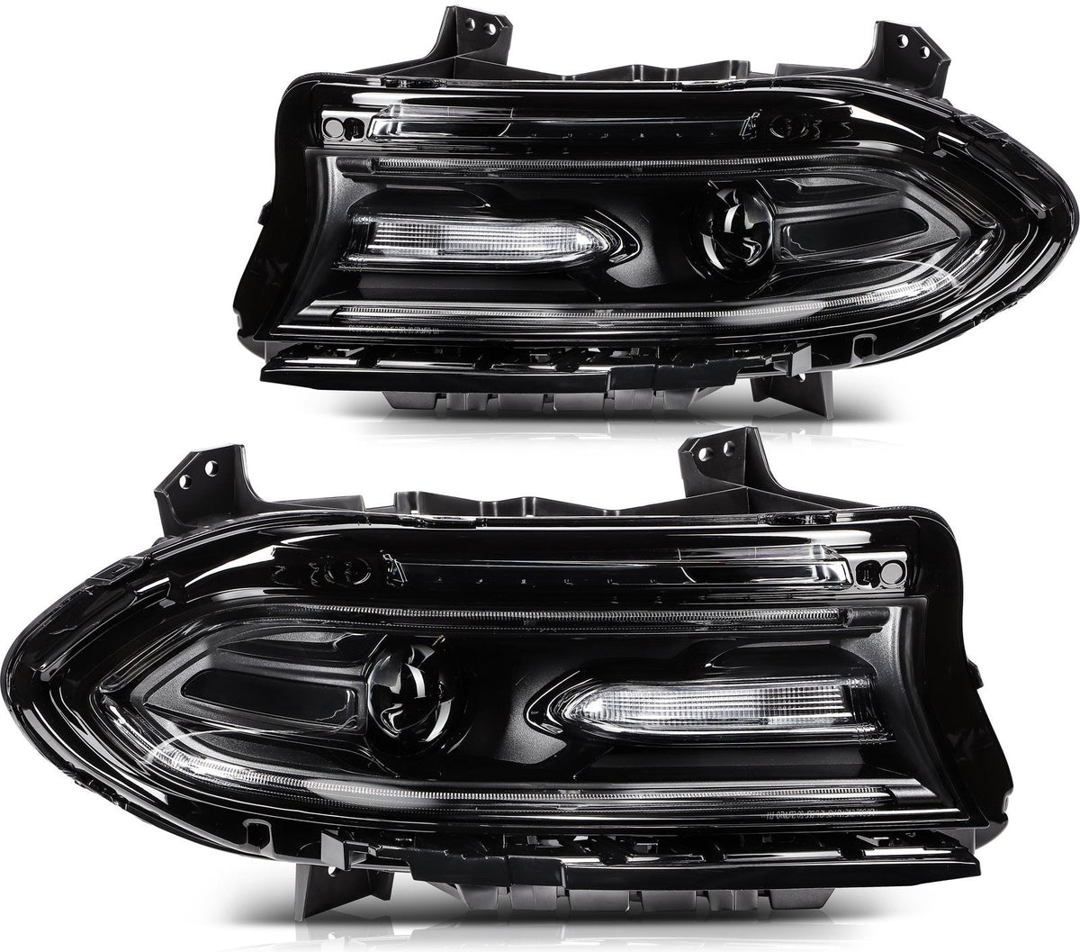 Pair Kit Halogen Headlights Assembly For 2015-2021 Dodge Charger Black KOEEP