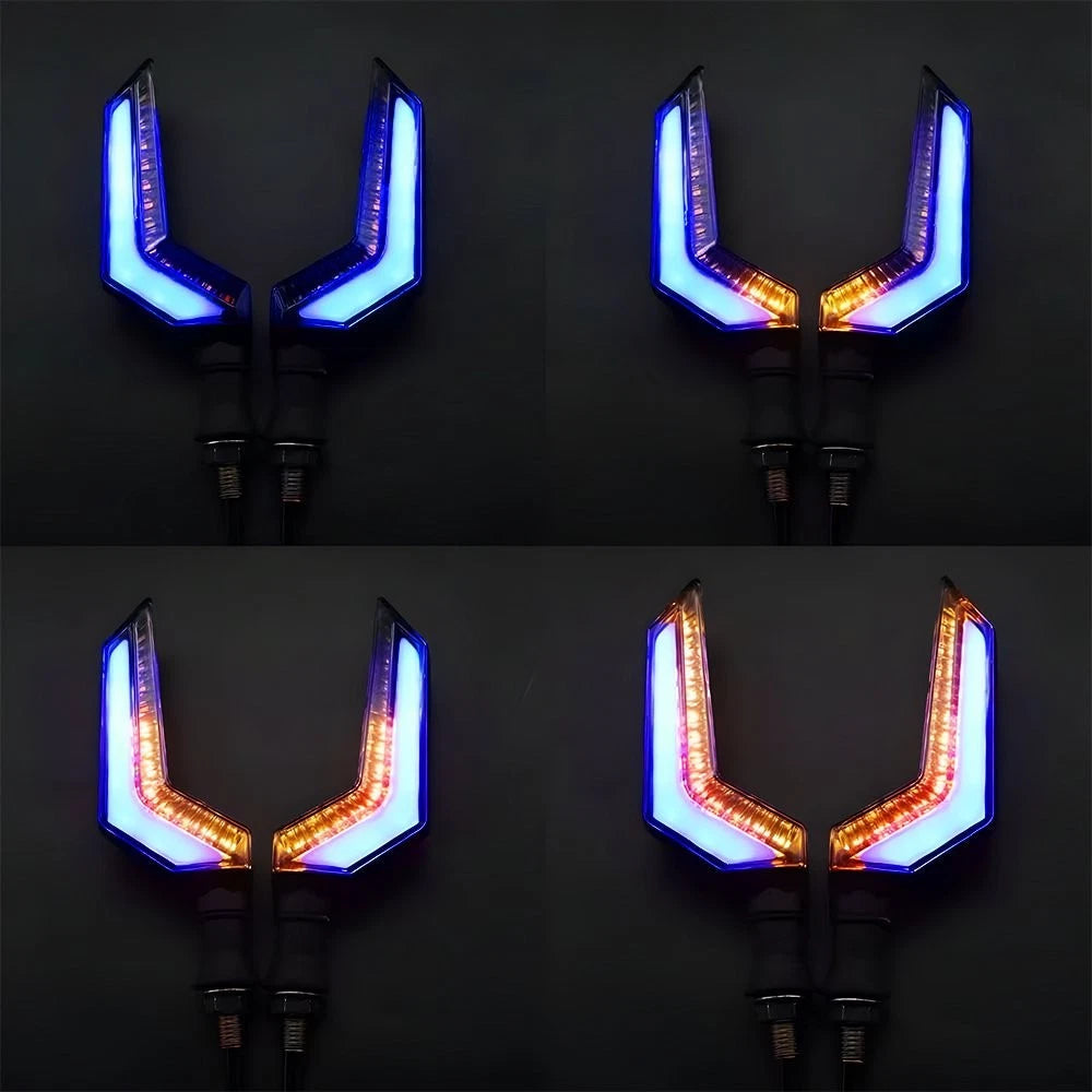 2X Motorcycle LED Turn Signal Light Daytime Running Blinker Lamps Amber Blue A 6B93BC-57