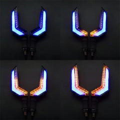 2X Motorcycle LED Turn Signal Light Daytime Running Blinker Lamps Amber Blue A 6B93BC-57