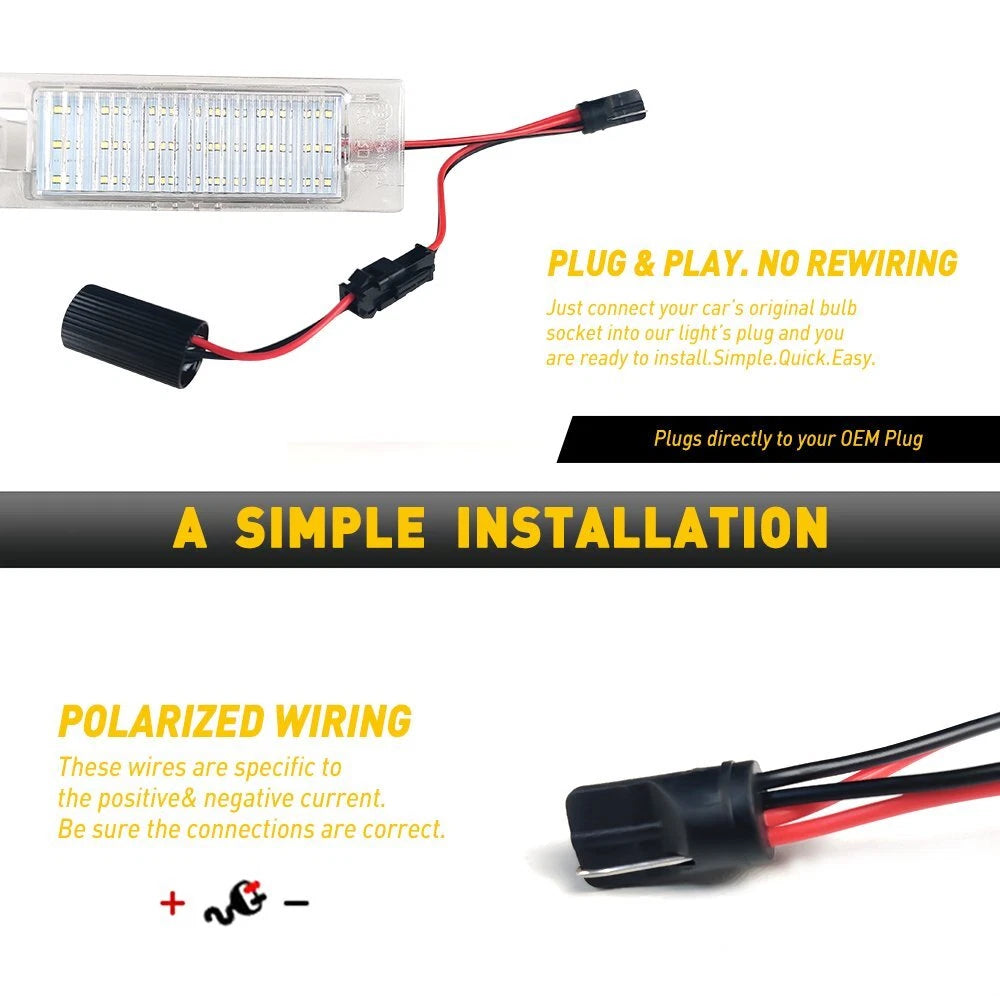 2PC SMD LED License Light 6000K Plate Diamond White For Chevy Camaro Malibu Volt 6B93BC-57