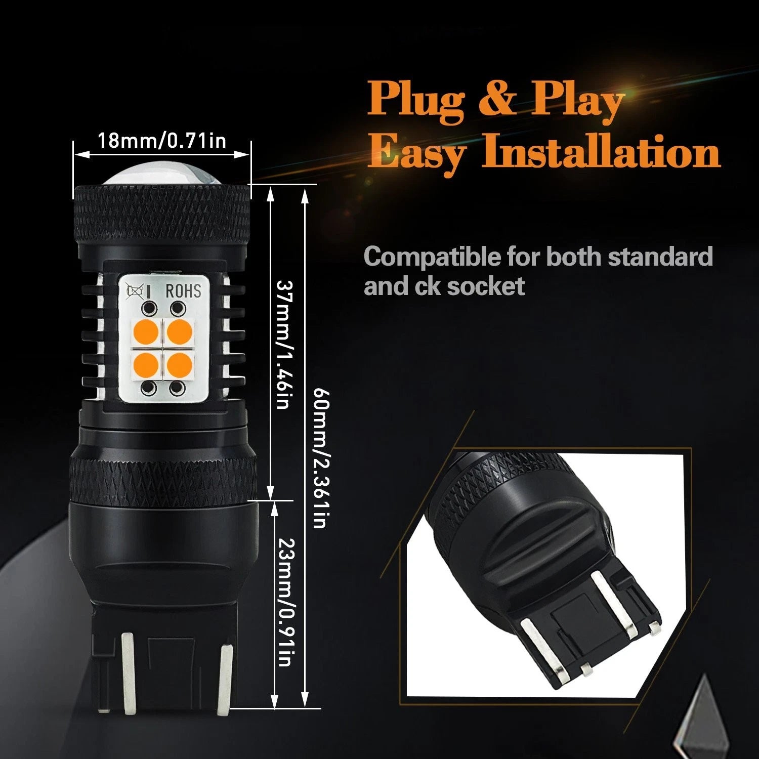 AUXITO Turn Signal Light Yellow LED Bulb For Chevy 11~17 Cruze 13~17 Malibu EOA AUXITO