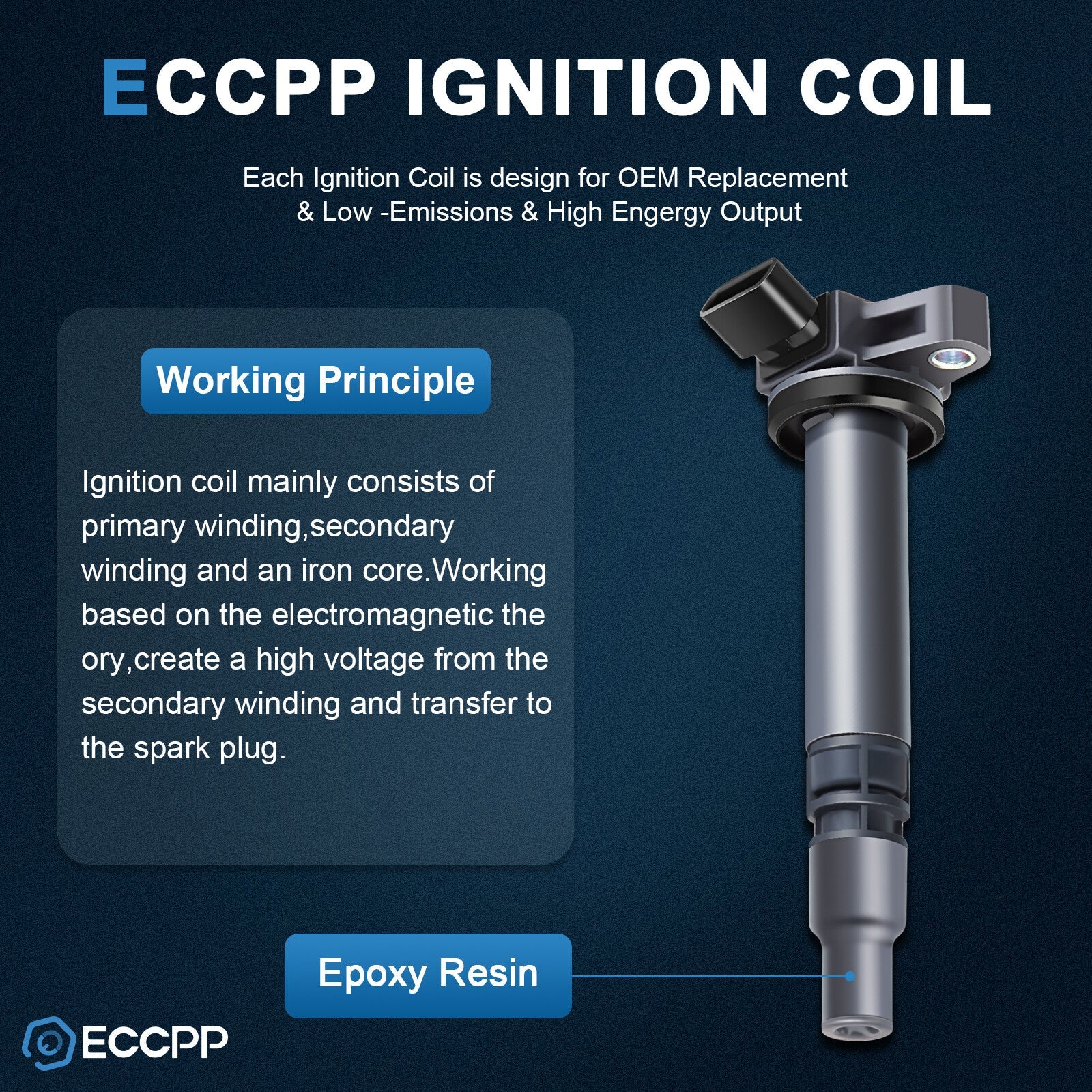 ECCPP 4 Ignition Coils For 00-05 Toyota Celica 05-06 For Corolla Matrix XRS 1.8L 6B93BC-57