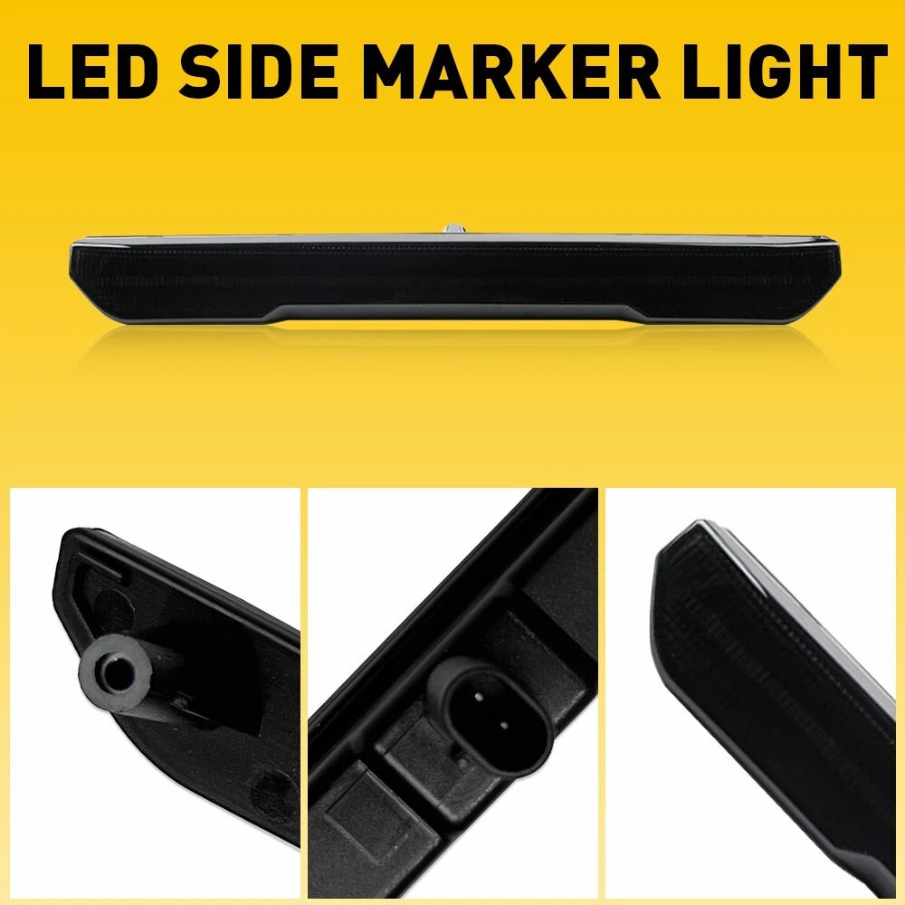 4x Smoked Front&Rear White Side LED Marker Lights For GMC 20-23 Sierra 2500 3500 6B93BC-57