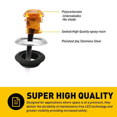 20X Amber Yellow Round Side Marker Lights 12V Truck Trailer 3/4"LED Bullet Light 6B93BC-57