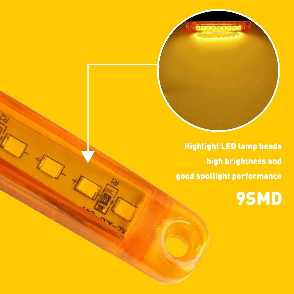 10pcs Side Marker Clearance Light Car Trailer Tail Lamp 9 LED Amber yellow EOA 6B93BC-57