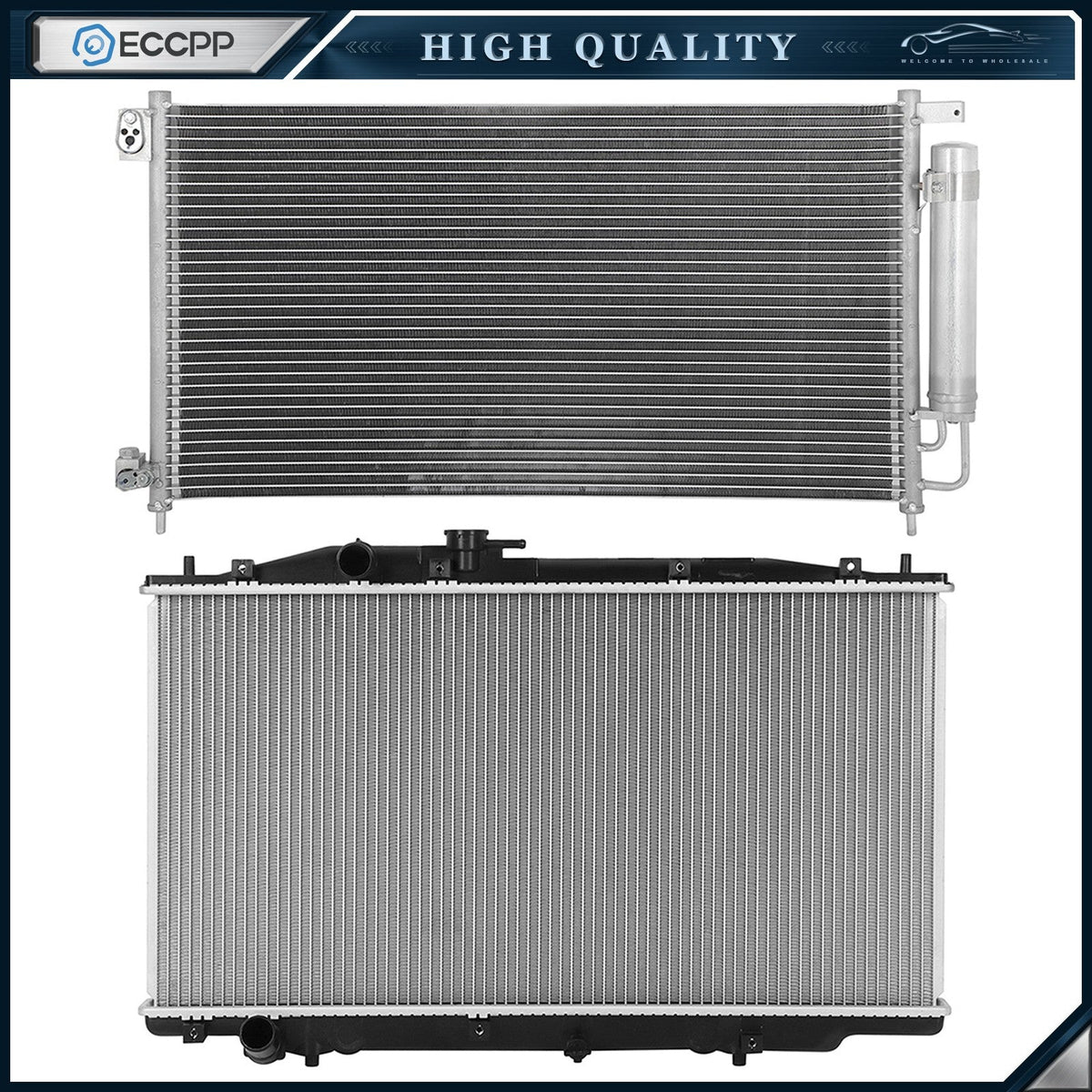 Aluminum Radiator & AC Condenser Cooling Kit For 2003-2007 Honda Accord 6B93BC-57