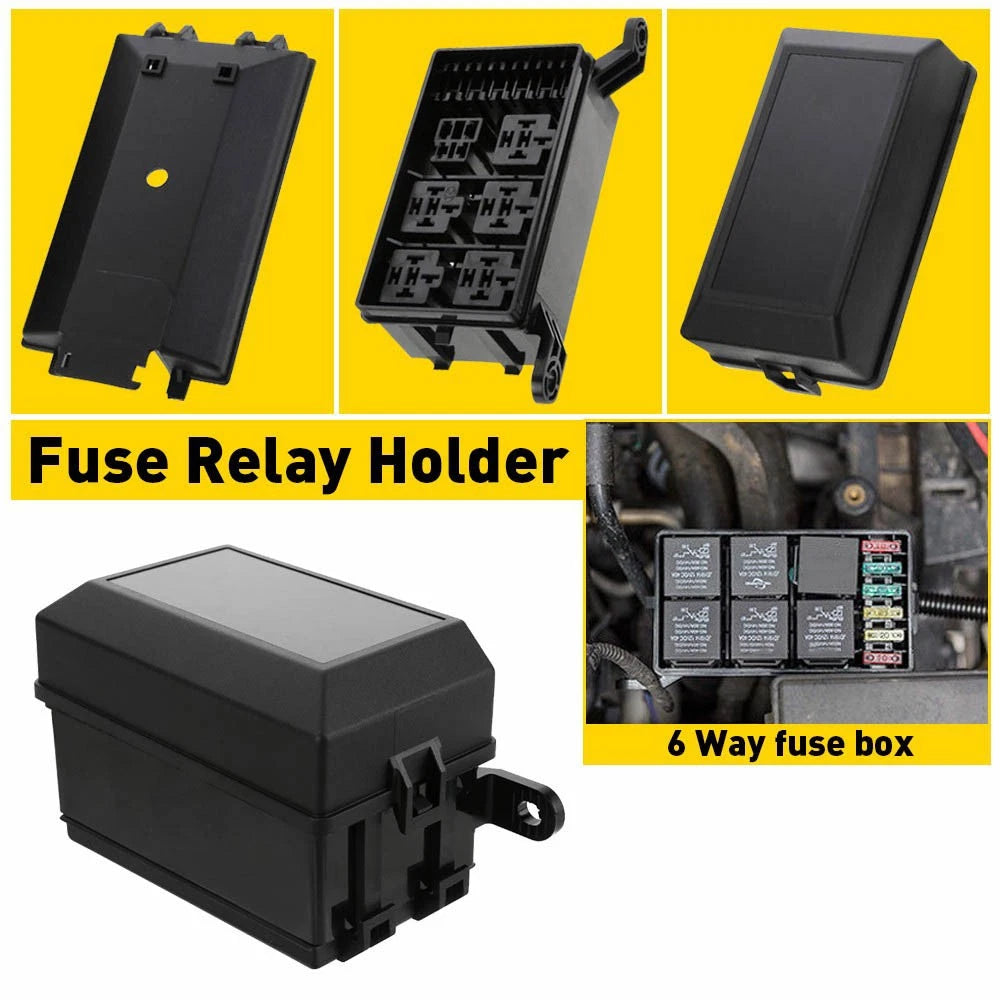 Universal Automotive Fuse Relay Holder 12-Slot Relay Box 6Relays 6 ATC/ATO Fuses 6B93BC-57