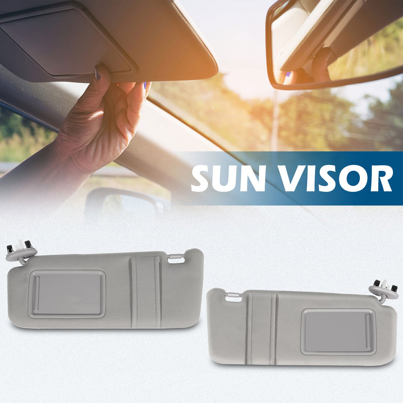 For 07-11 Toyota Camry Gray Sun Visor Pair Left & Right Side W/ Sunroof KOEEP