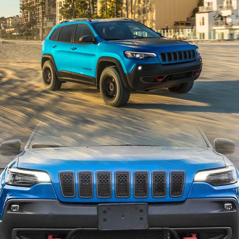 For 2019-22 Jeep Cherokee Grill Front Grille Inserts Honeycomb Mesh Chrome Black 6B93BC-57