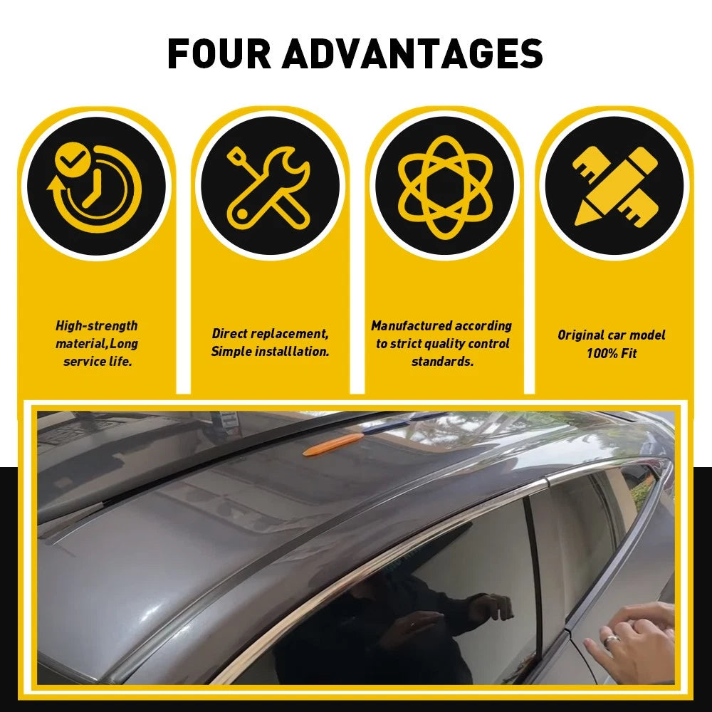 A Black Pair Roof Trim Molding Kit LH&RH For 2012-2015 Honda Civic Sedan 4-Door 6B93BC-57