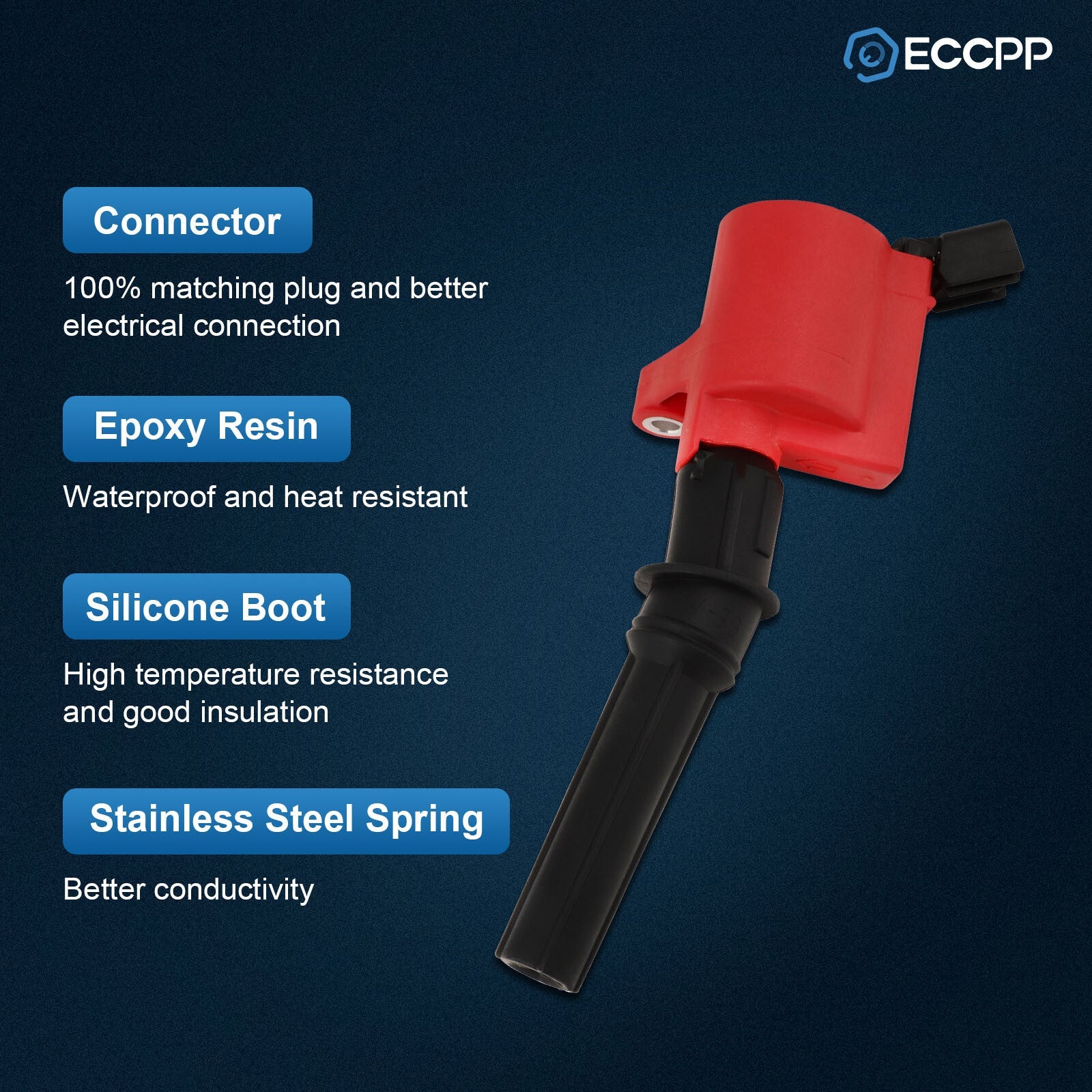 ECCPP 8 Red Ignition Coils For 00-10 Ford F-150 4.6L V8 2002-2005 Ford Explorer 6B93BC-57