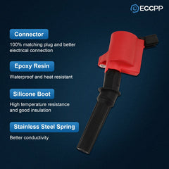 ECCPP 8 Red Ignition Coils For 00-10 Ford F-150 4.6L V8 2002-2005 Ford Explorer 6B93BC-57