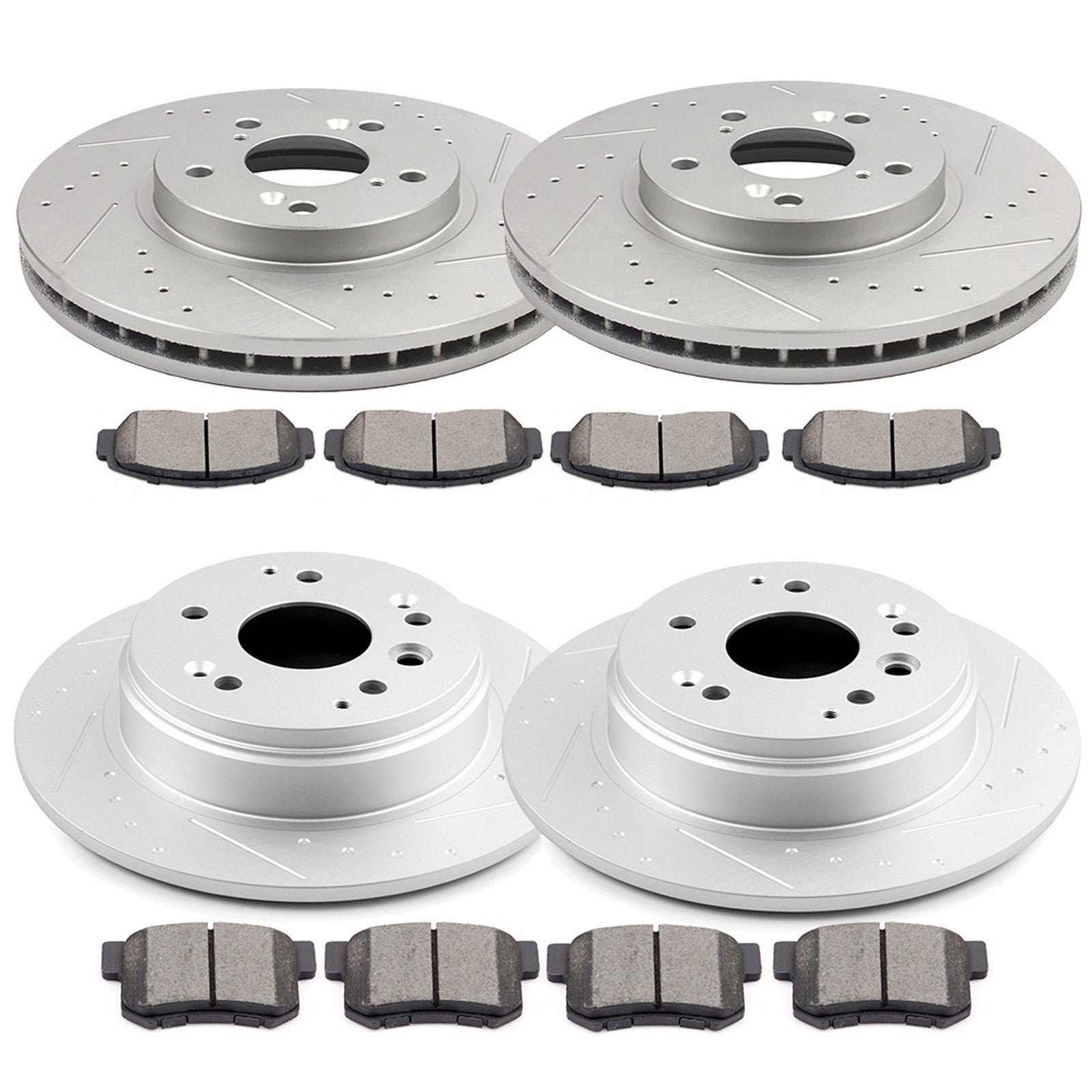 For 2004 - 2008 Acura TL Front and Rear Drilled Rotors Ceramic Brake Pads Base KOEEP