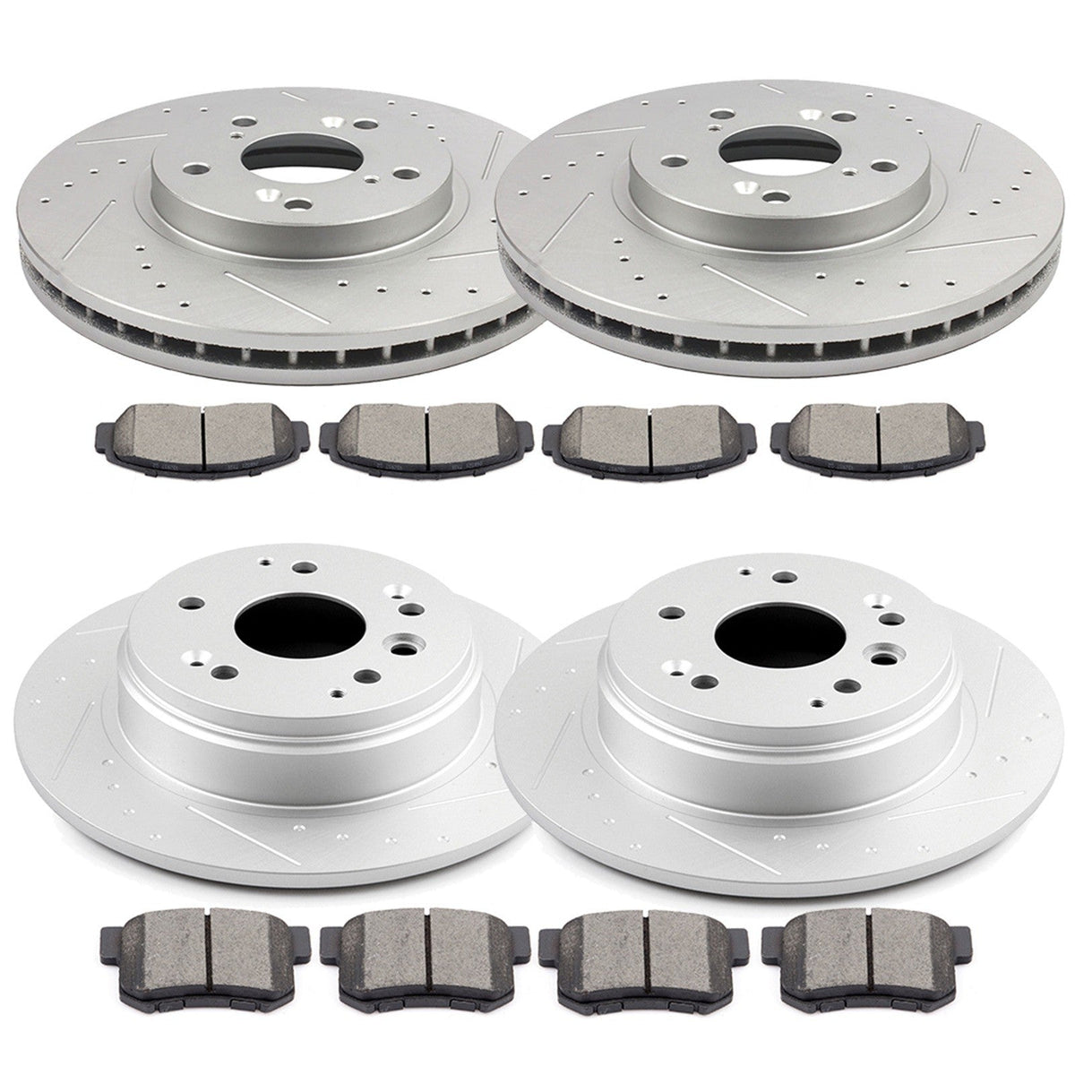 For 2004 - 2008 Acura TL Front and Rear Drilled Rotors Ceramic Brake Pads Base KOEEP