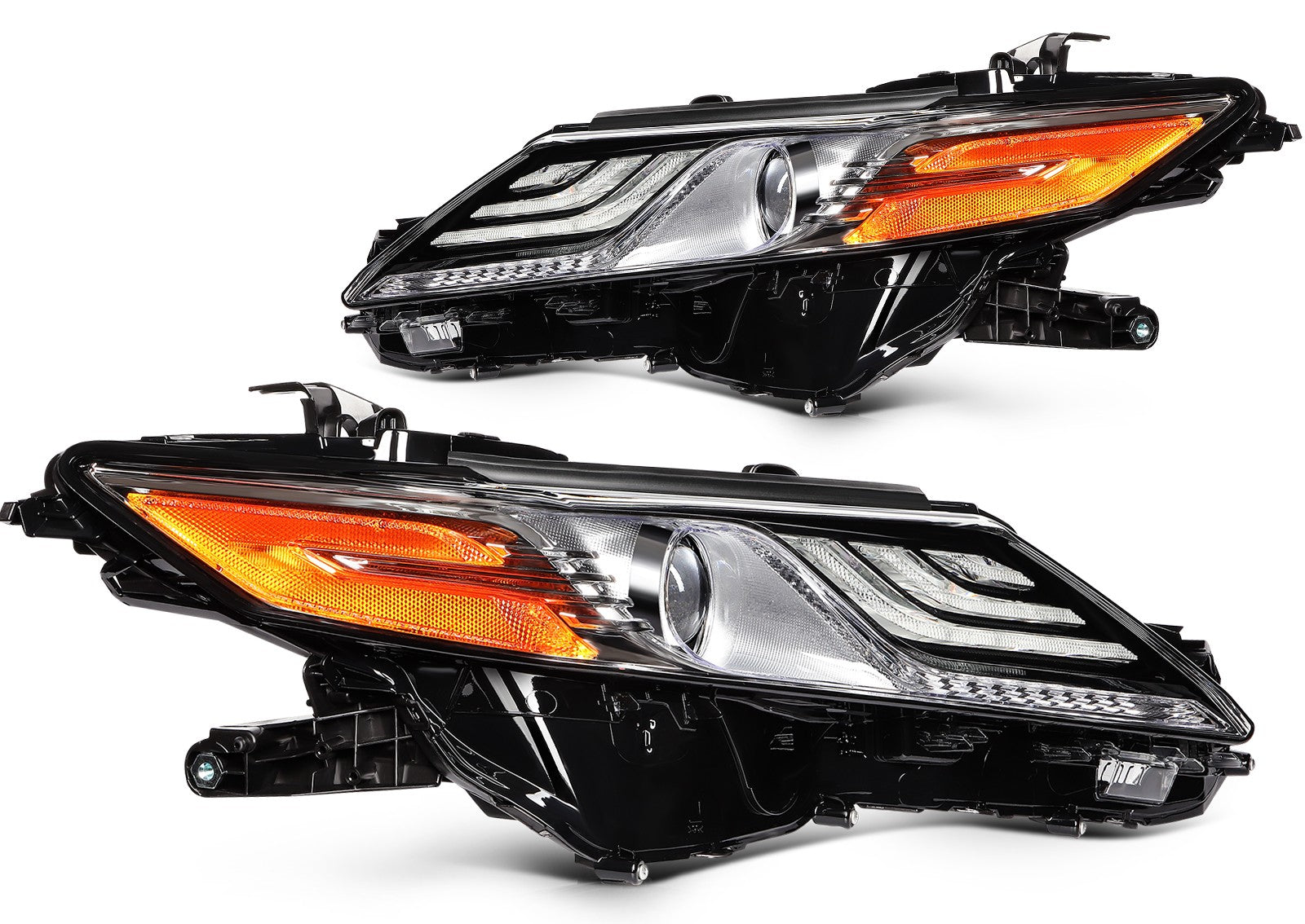 Pair LED Headlights Assembly For 2018-2024 Camry XSE XLE 2.5L 3.5L Black Amber 6B93BC-57