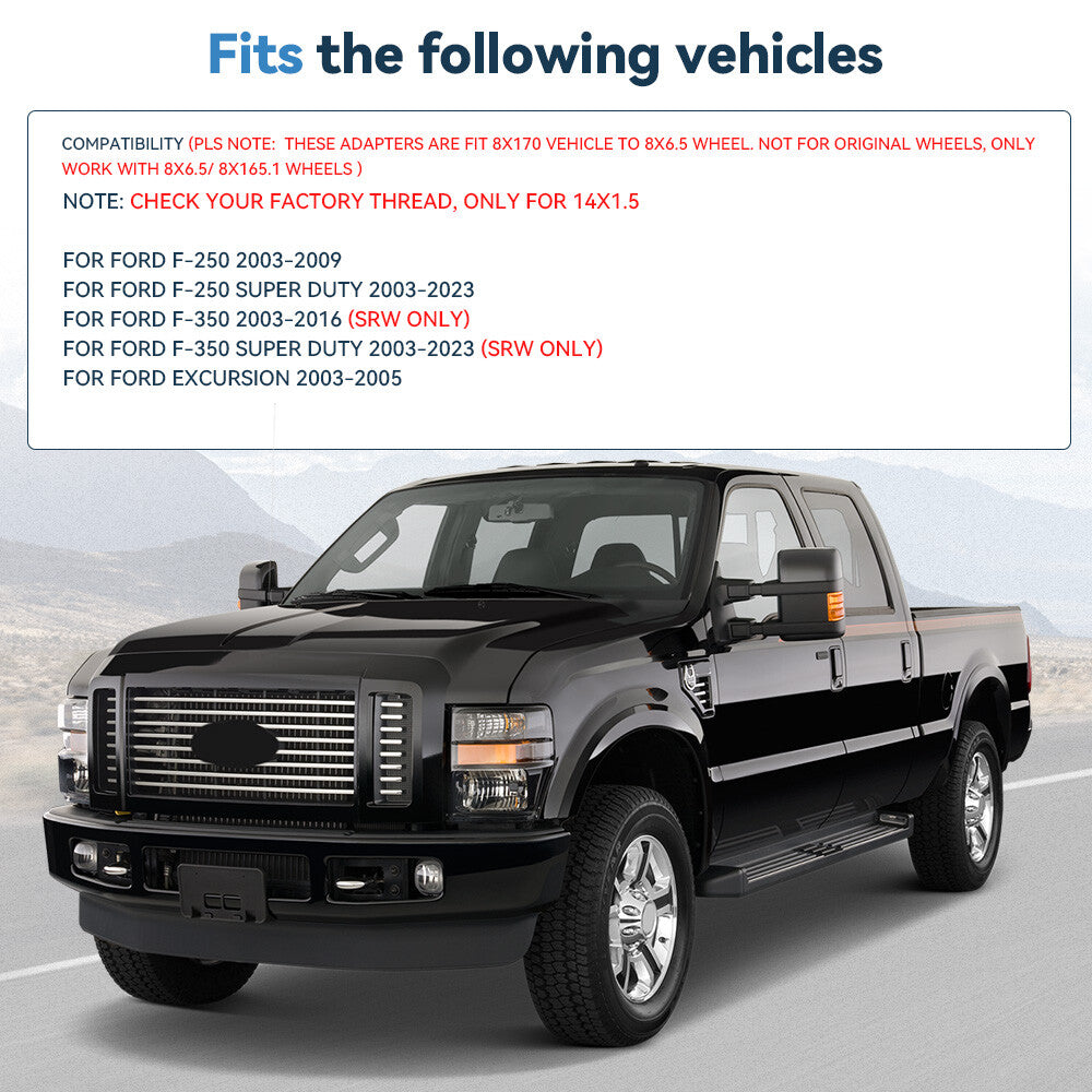 2 Pcs 1.5" 8x170 to 8x6.5 Wheel Adapters 14x1.5 For Ford F-250 8x170 to 8x165.1 6B93BC-57