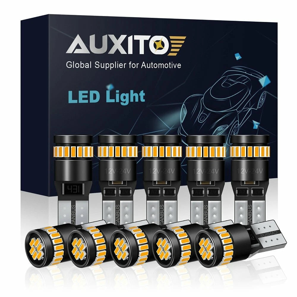 10x AUXITO Amber Yellow 168 194 License Side Marker Light Canbus LED Bulb EA AUXITO