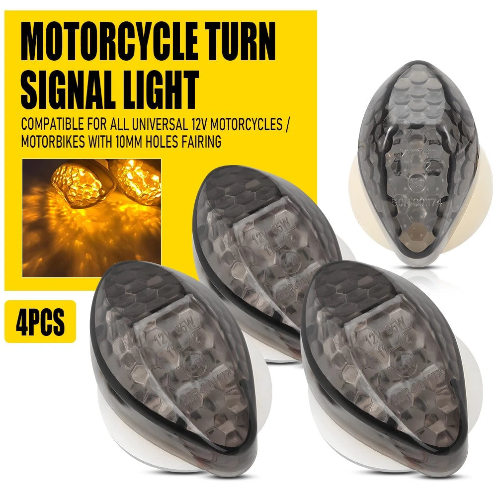4PCS LED Motorcycle Turn Signal Indicator Smoked Amber Blinker Light Universal A 6B93BC-57