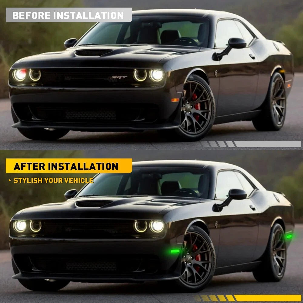Front Rear Bumper Side Marker Lights For 2015-22 Dodge Challenger Green Smoked A 6B93BC-57