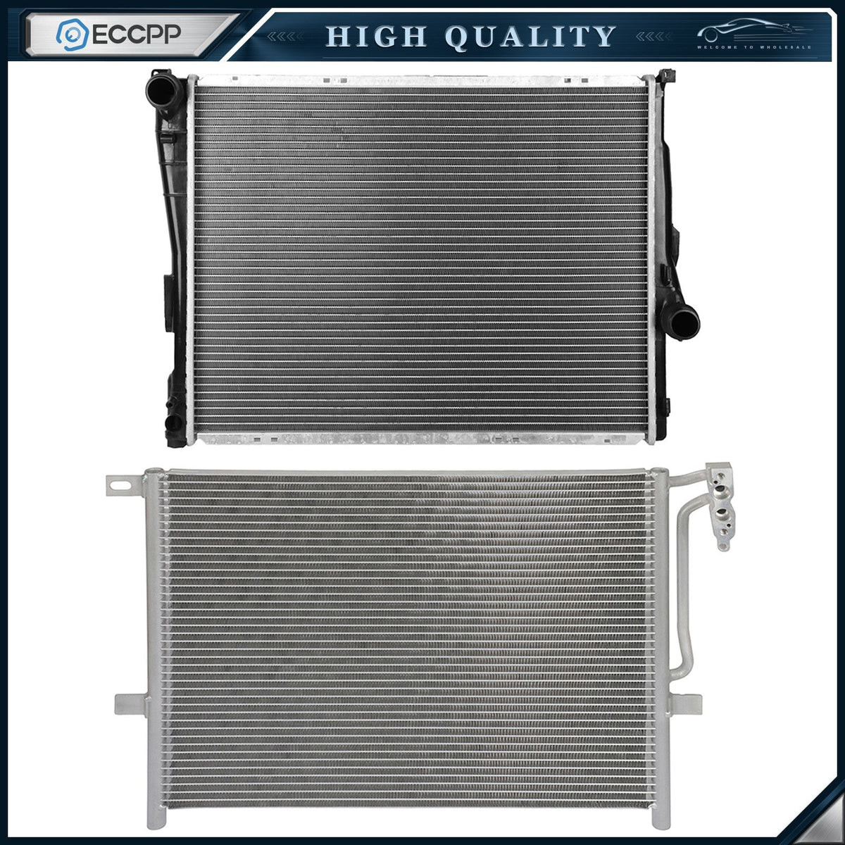Aluminum Radiator & AC Condenser Cooling Kit For 2001-2005 BMW 320i 6B93BC-57
