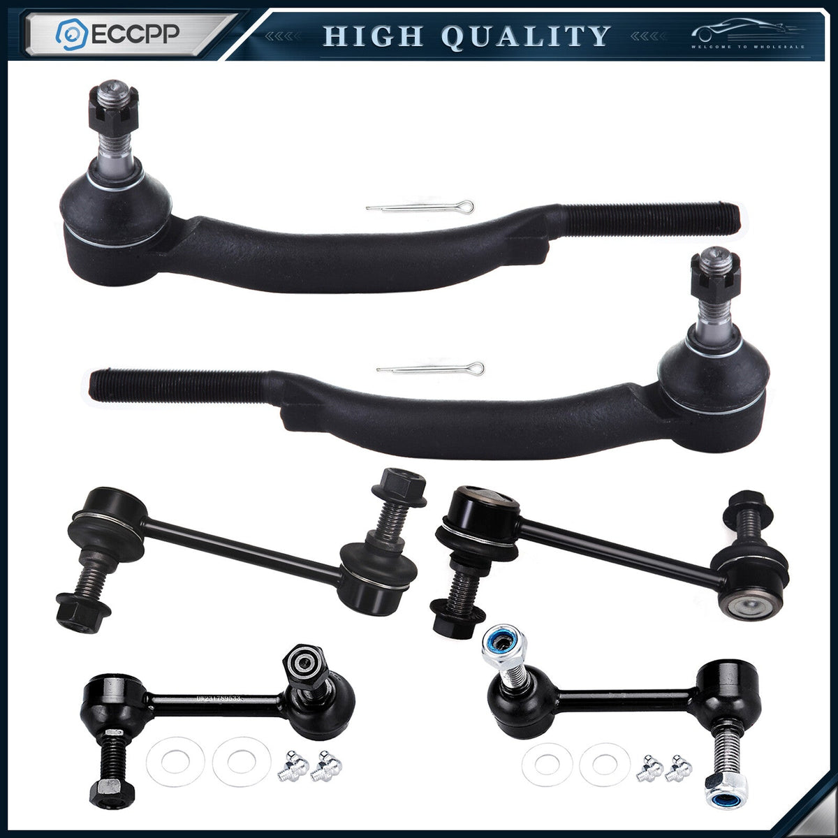 6pcs Front + Rear Sway Bar Links Tie Rods Kit Fits 2004-2007 Buick Rainer 6B93BC-57