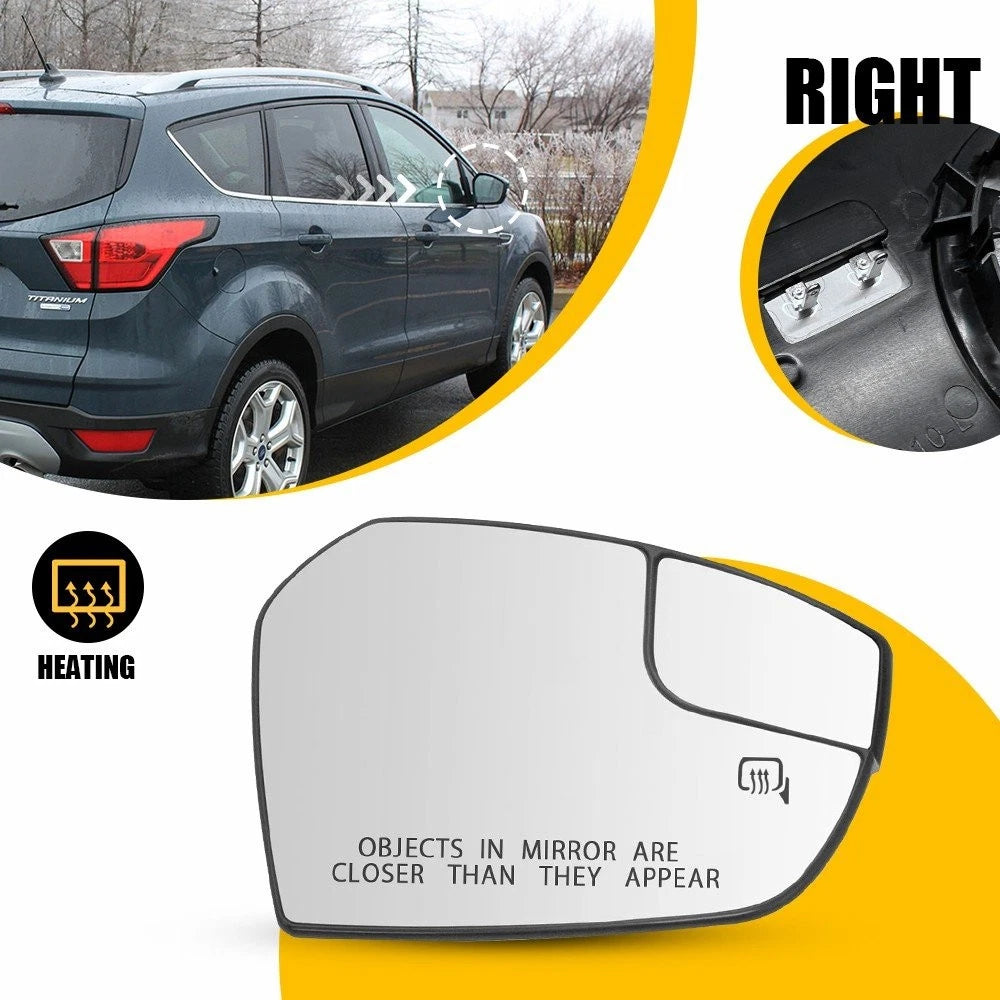 Passenger Right Side Heated Mirror Glass for 2017-2019 Ford Escape Replacement A 6B93BC-57