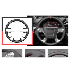 Suede&Black Leather Steering Wheel Hand Sewing Wrap For GMC YUKON/Sierra 15-20