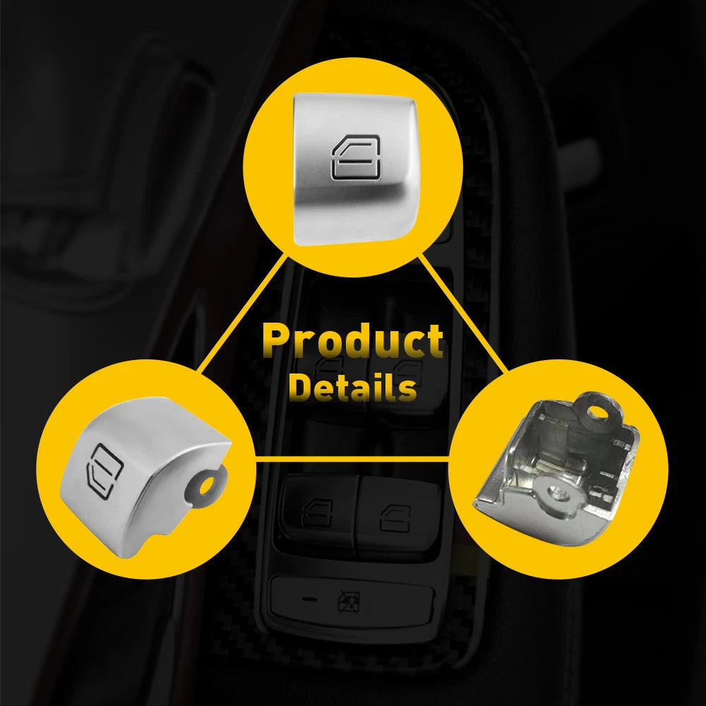2PCS Window Switch Repiar BUTTONS Caps For Mercedes C300 C63 C350 GLC300 C-Class 6B93BC-57
