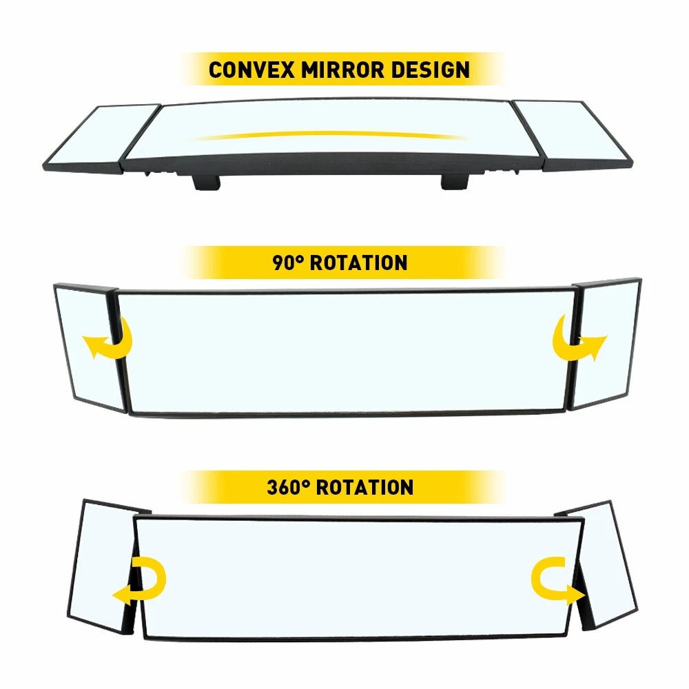 390mm Car Foldable Interior Rear View Mirror Rearview Wide Angle Blind Spot Auto 6B93BC-57