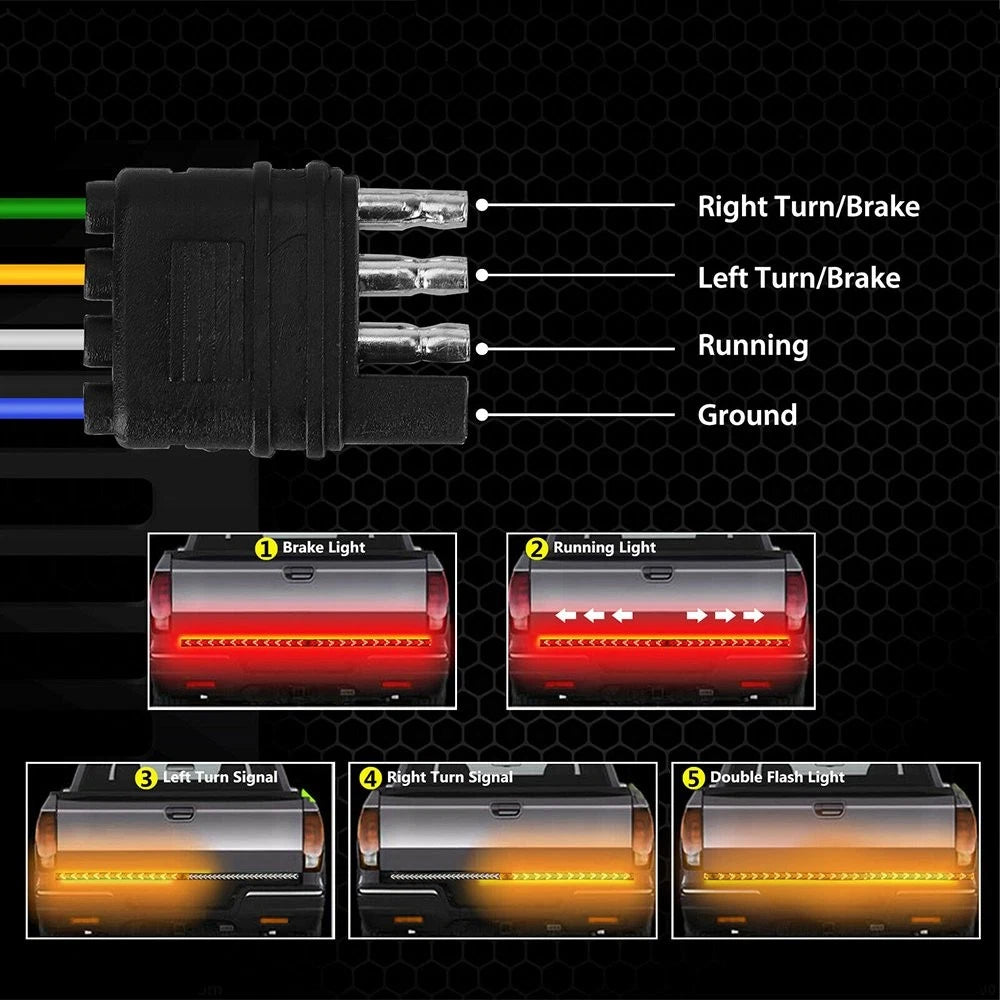 60" LED Truck Strip Tailgate Light Bar Reverse Brake Tail Flowing Turn Signal EA 6B93BC-57
