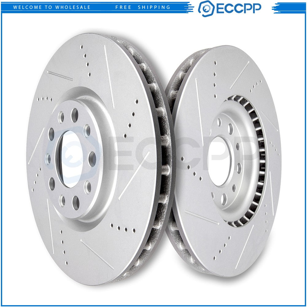 Front Drilled and Slotted Disc Brake Rotors for Compass 200 Dart Renegade 500X 6B93BC-57