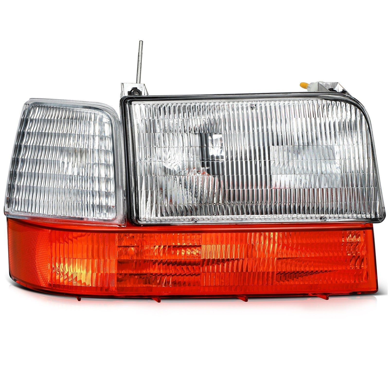 Pair Kit Headlights For 1992-1997 Ford Bronco F-150 F-250 F-350 Chrome Amber 6B93BC-57
