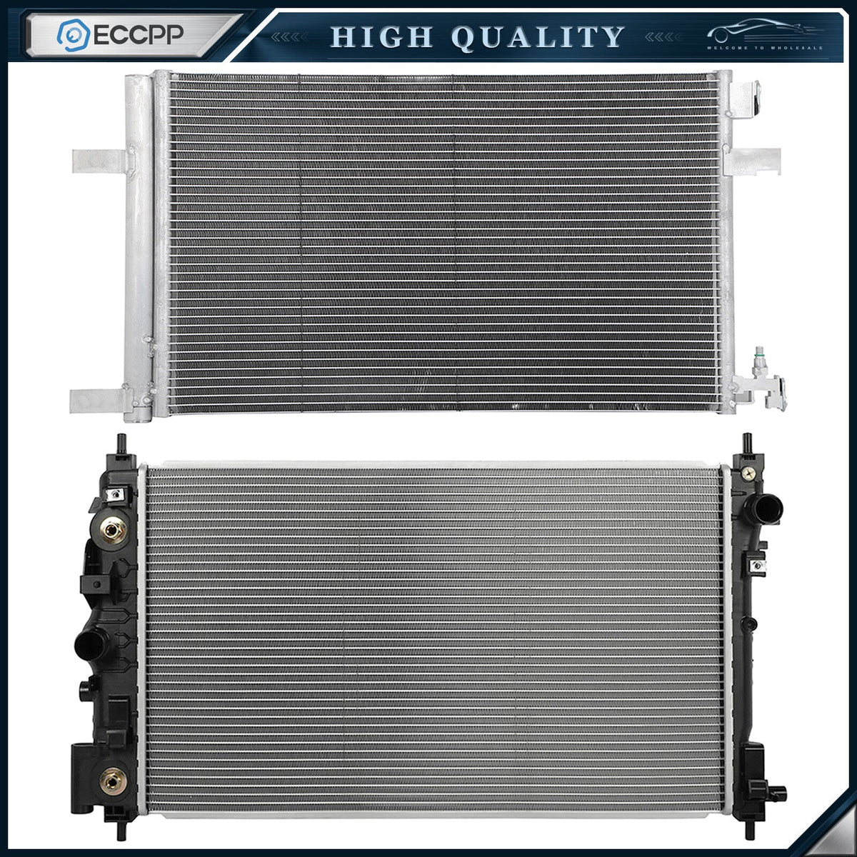 Aluminum Radiator & AC Condenser Cooling Kit For 13 2014 2015-2019 Cadillac XTS 6B93BC-57