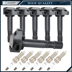 6 For 3.5L V6 Acura RDX RLX TLX Accord Crosstour Ignition Coil Spark Plugs 15 6B93BC-57