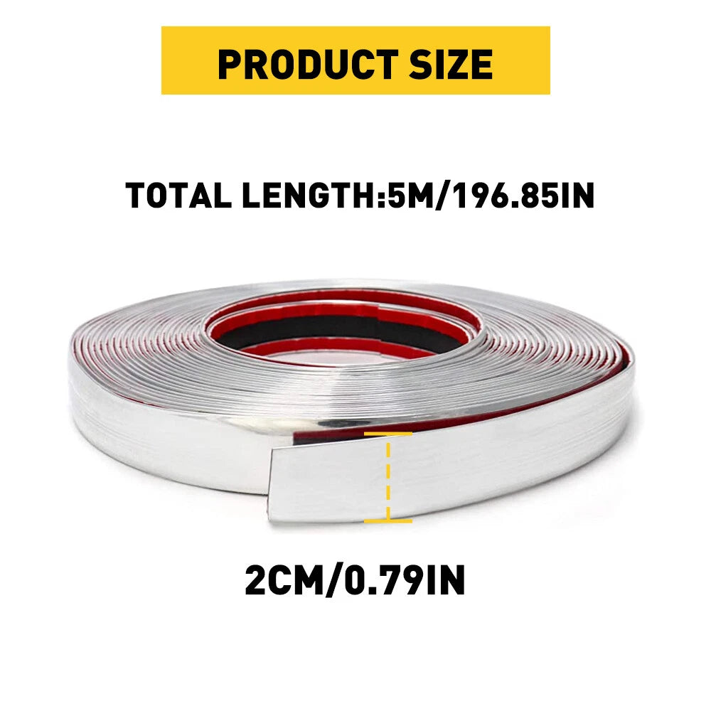 1x Chrome 3/4" Trim Molding Strip Decoration Car Body Door Side Protector 16ft 6B93BC-57