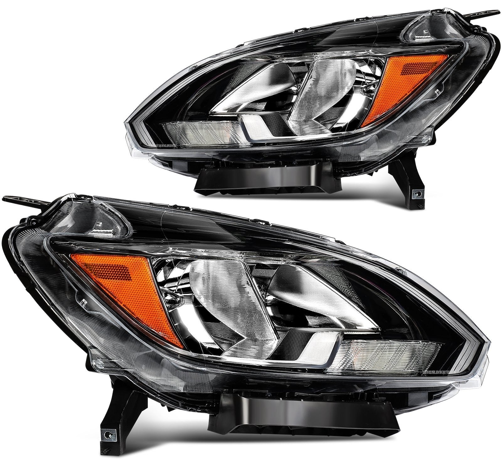 Pair Kit Headlights Assembly For 2016-2019 Nissan For Sentra 1.8L Black Amber 6B93BC-57