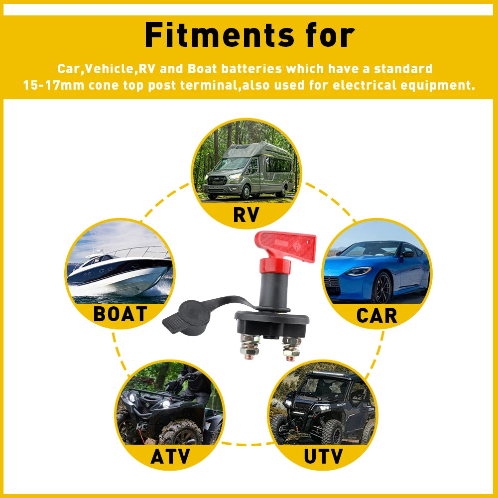 12V-24V Battery Isolator Disconnect Off Cut Power Kill Switch for Car Truck Boat 6B93BC-57