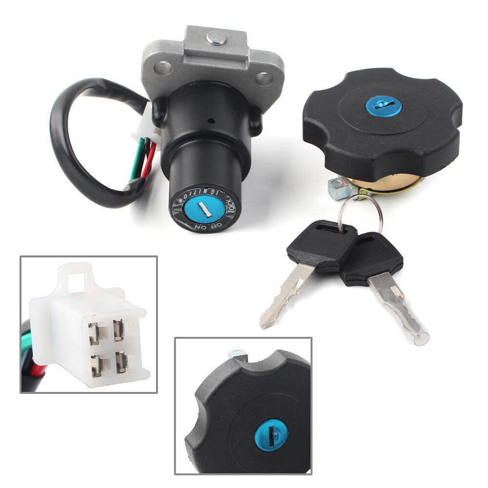 Ignition Switch Fuel Gas Cap Lock (4 Wires) With Keys For Yamaha TW200 2001-2017