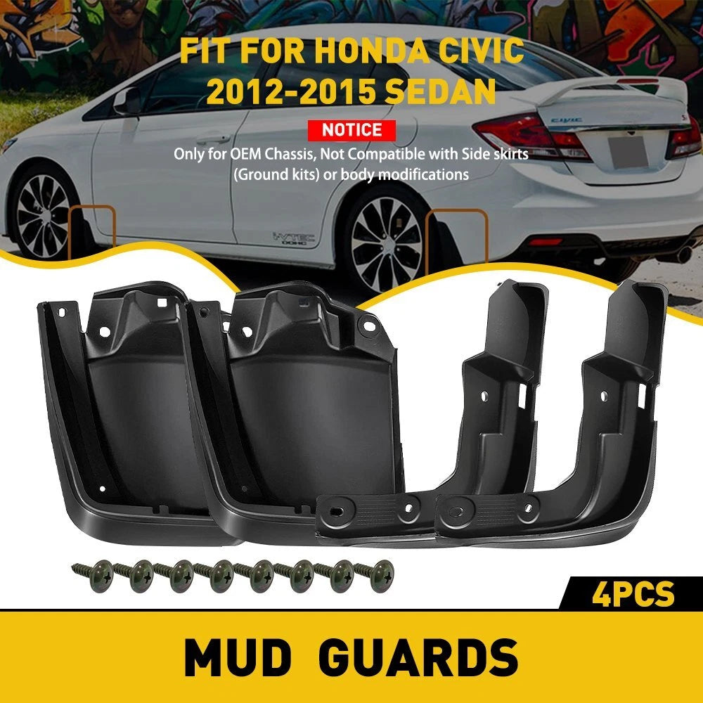 For HONDA CIVIC 2012-2015 Coupe 4PCS Sedan Front Rear Splash Guards Mud Flaps EA 6B93BC-57