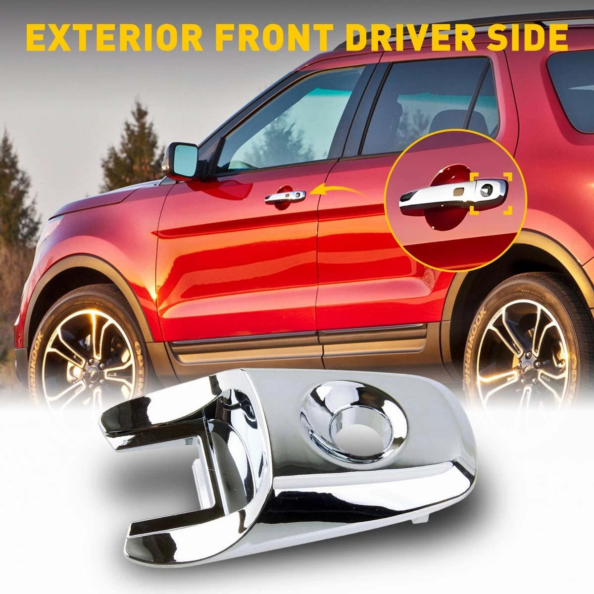 FOR 11-19 FORD EXPLORER LEFT DRIVER DOOR HANDLE KEY BEZEL COVER TRIMS CHROME EOA 6B93BC-57