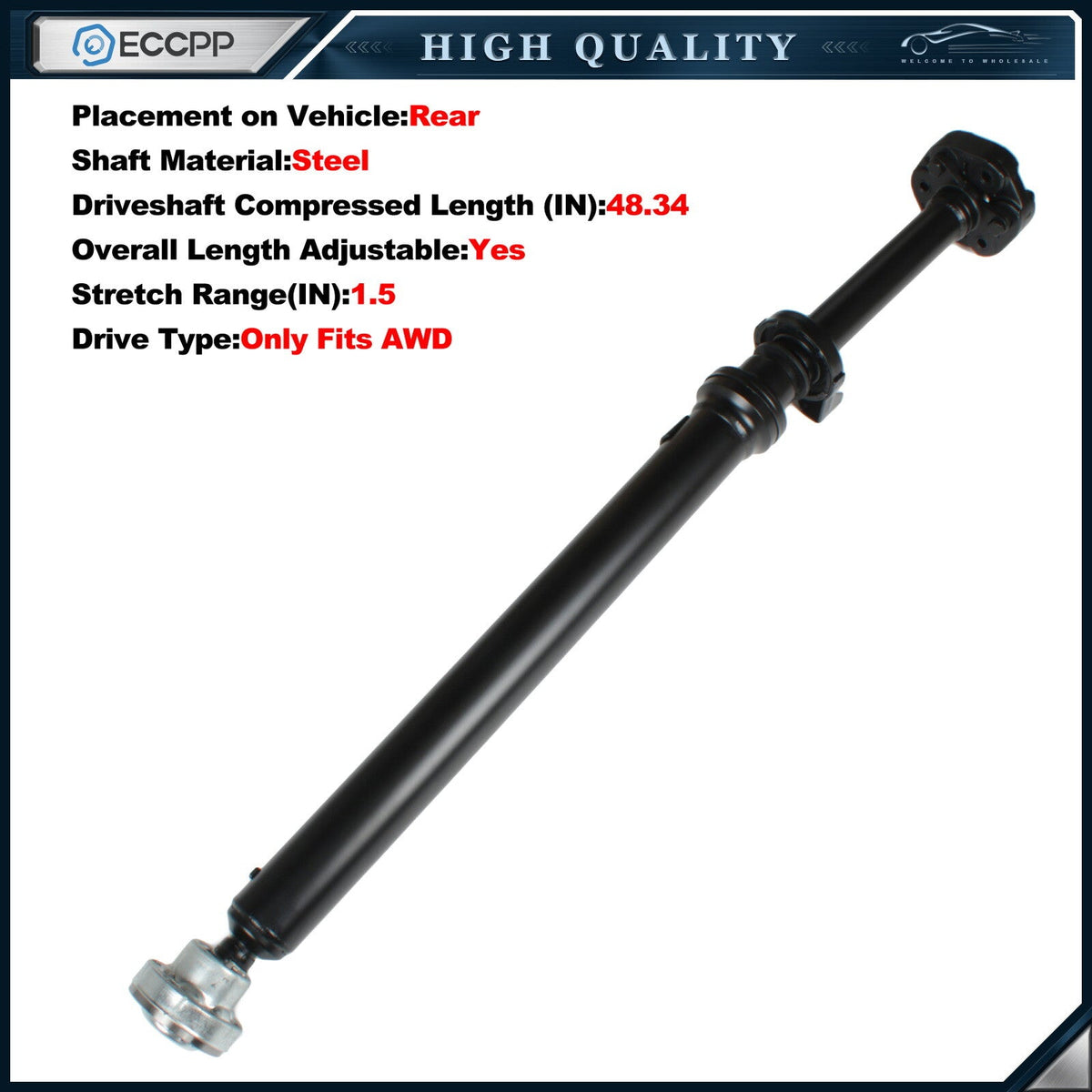 Eccpp Rear Driveshaft 7L0521102B For Porsche Cayenne 955 Vw Touareg 1246 Mm ECCPP