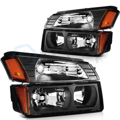 ECCPP Headlights Assembly For Chevy Avalanche 1500 2500 2002-2006 Pair Black 6B93BC-57