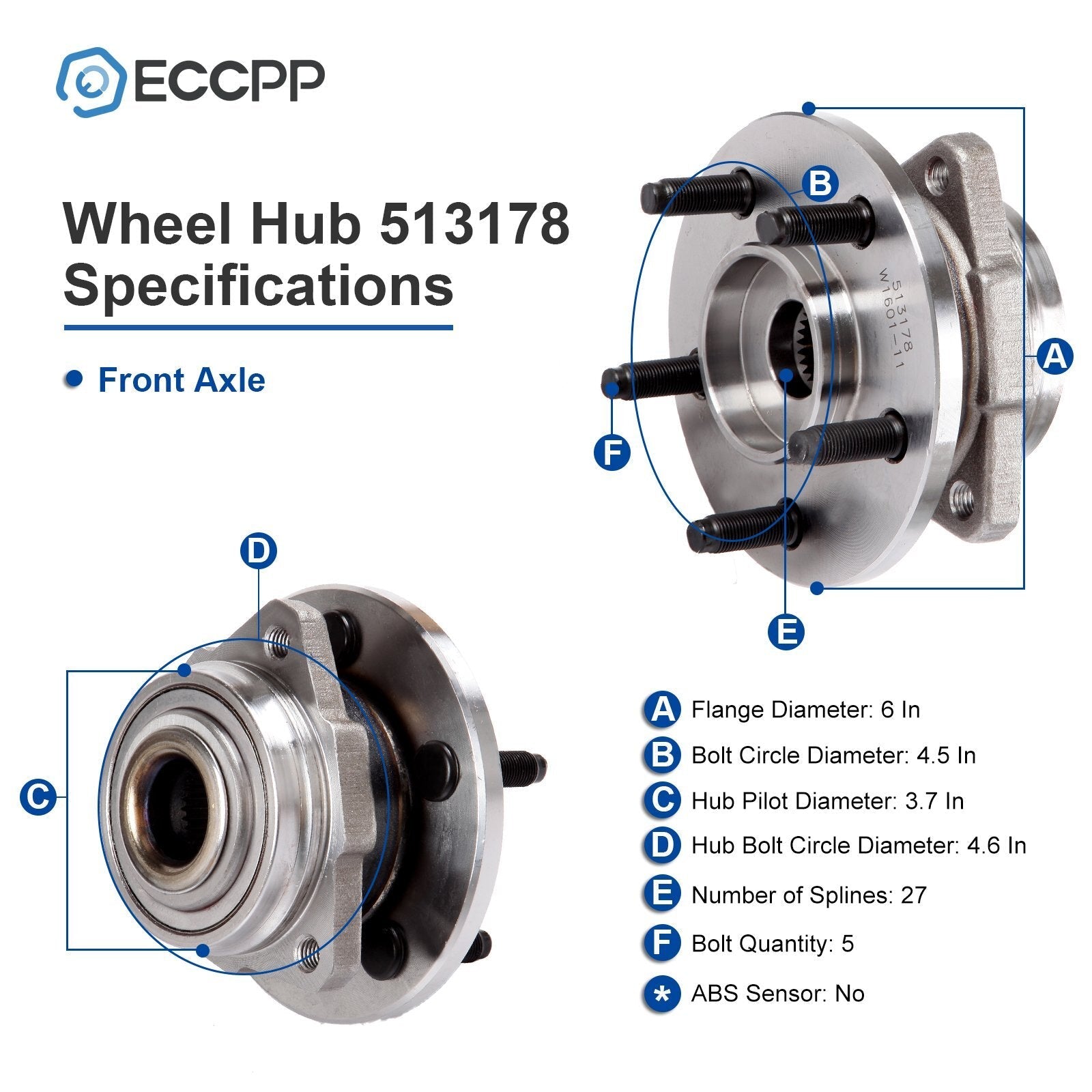 1P Wheel Hub Bearing Assembly Front For 2002 2003 2004 2005 Jeep Liberty Non-ABS 6B93BC-57