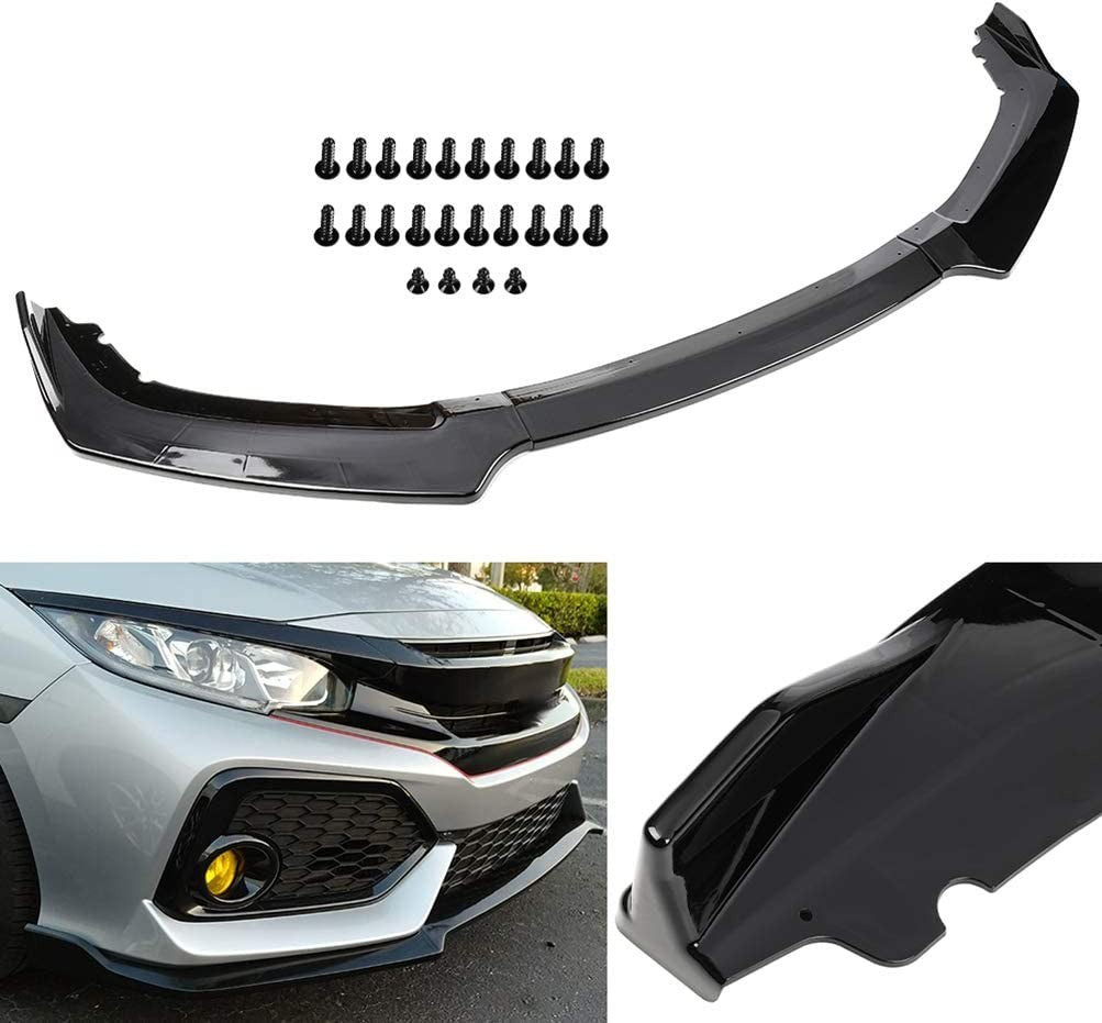 For 2016-2018 Honda Civic Front Bumper Lip Kit Spoiler Splitter Glossy Black 6B93BC-57