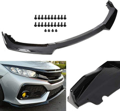 For 2016-2018 Honda Civic Front Bumper Lip Kit Spoiler Splitter Glossy Black 6B93BC-57
