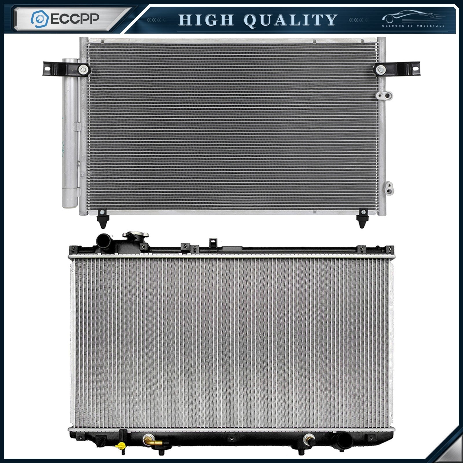 Aluminum Radiator & AC Condenser Cooling Kit For 1998-2003 2004 2005 Lexus GS300 6B93BC-57
